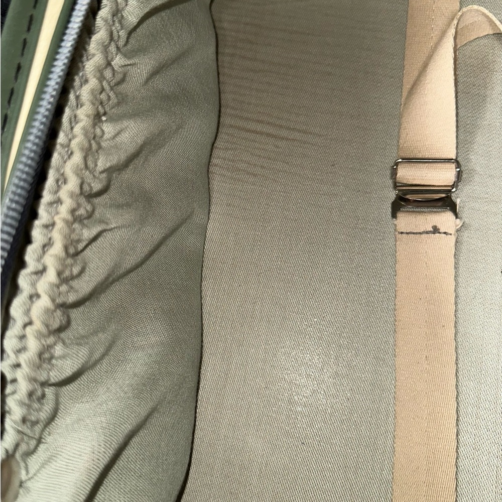 Vintage Grasshopper Suitcase Cream and Green Classic Soft Sided Stiff Frame MCM - Picture 12 of 16